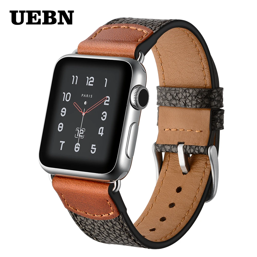 Классическая Пряжка UEBN из натуральной кожи для Apple watch series 5 ремешок браслета 38 мм