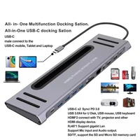 Multifunction 12-In-1 Docking Station Type C Adapter 100W Pd3.0 Power Usb-C Data High Speed Transfer 4K Laptop Hub Accessories