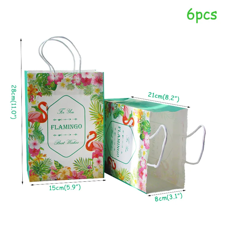 6pcs Paper Bags Гавайи участник Luau Фламинго вечерние фламинго украшение в виде ананаса летняя для вечеринки, дня рождения в гавайском стиле Вечерние Свадебный декор тропический Декор - Цвет: 6pcs Paper Bags