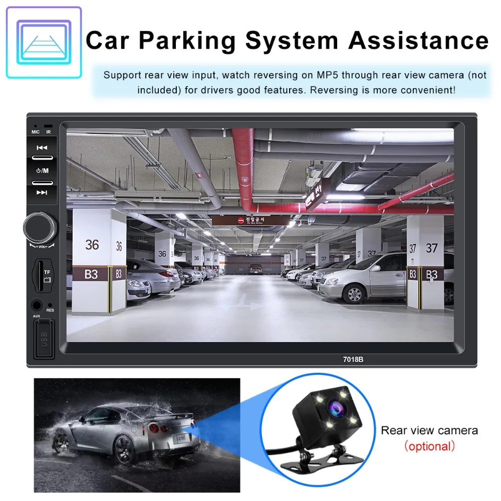 2 Din 7 дюймов hd-навигатор для автомобиля стерео, сенсорный экран аудио рекордер Bluetooth Камера заднего вида Mp5 мультимедийный плеер 7018b Авторадио