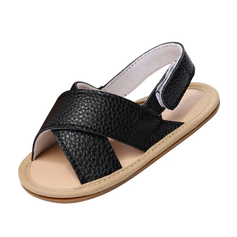 

Summer Soft Sole Flat Princess Shoes Fashion Baby Girls Baby Boys Leather Cross Strap Sandals Infant Non-Slip First Walkers 2022
