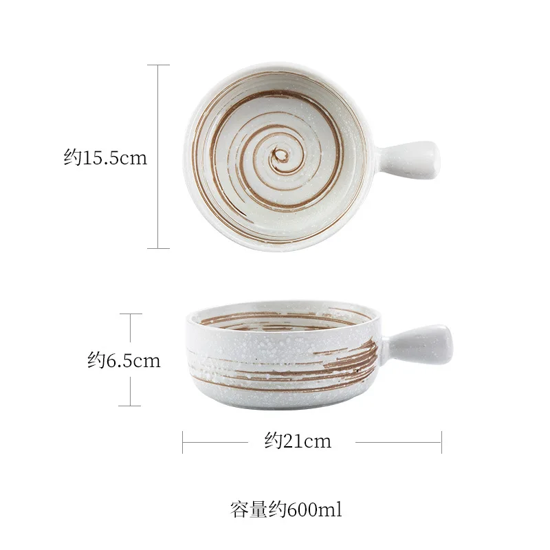 

600ml creative household tableware baking bowl baking bowl ceramic personality baking bowl with handle bowl baking rice bowl
