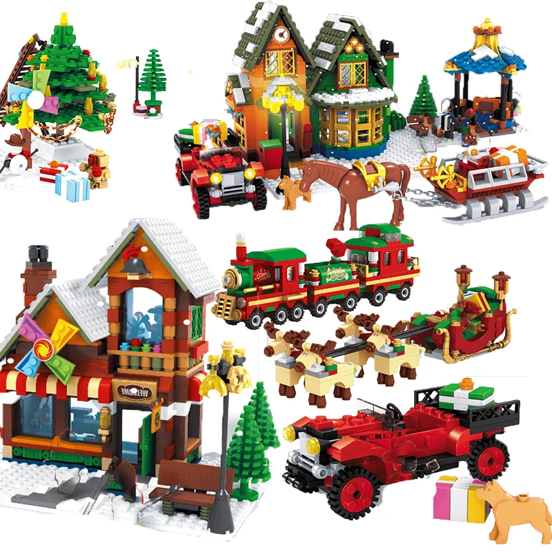25526 Legoings Рождество Зима деревенская сцена праздник город поезд олень друзья