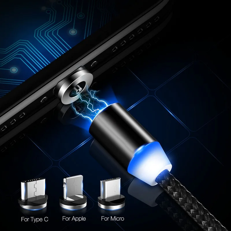 Магнитный кабель Micro USB 1 м для iPhone, Samsung, Android, быстрая зарядка USB Type C, Магнитный зарядный провод, шнур-2