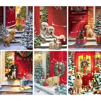 5d diy christmas gift cat and dog snow diamond painting full squareround drill embroidery cross stitch mosaic home decor gift