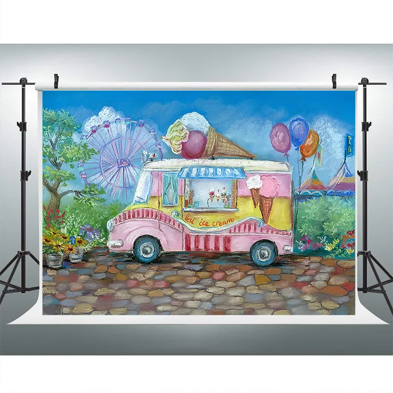 Mocsicka мороженое грузовик магазин фон для фотографии колесо обозрения воздушный