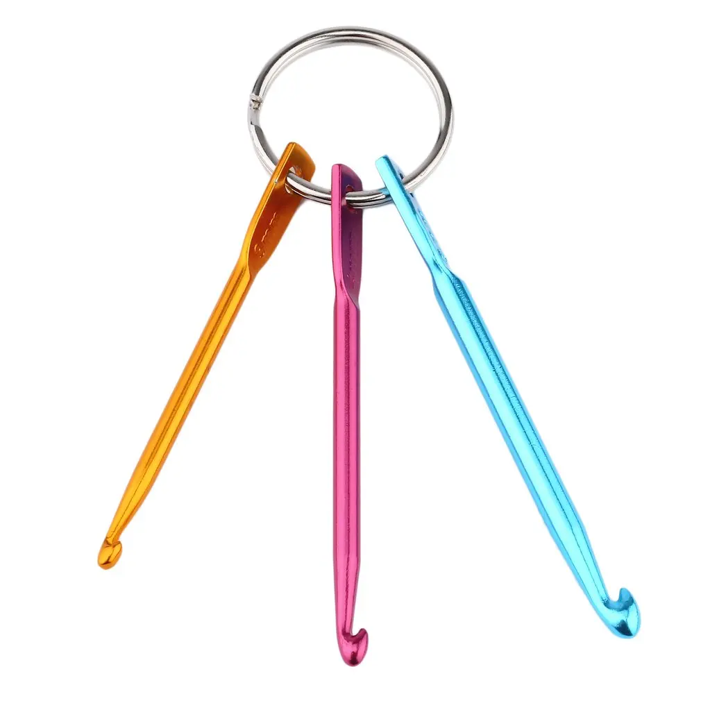 

3.0/4.0/5.0mm Key chain with Crochet Hooks Handmade Aluminum Crochet Hooks Metal Key chain DIY Multicolour Crafts Knitting