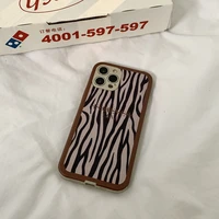 zebra cartridge brown border soft phone case for iphone 12 pro max 11 x xs xr 7 8 plus 12mini leather imd 2in1 back