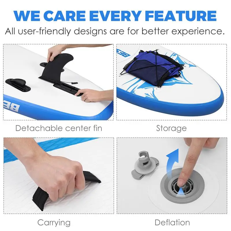 

BESPORTBLE Paddle Board Premium Inflatable Paddle Board Stand up Paddle Board Bonus Manual Pump Ankle Leash Repair Kit for Adult