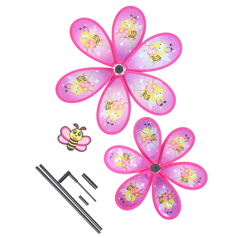 

New 1pc Double Layer Peacock Laser Sequins Windmill Colourful Wind Spinner Kids Toy