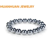 natural stone terahertz bead bracelet men women magnet bracelets semiprecious string beads jewelry birthday gift good for health