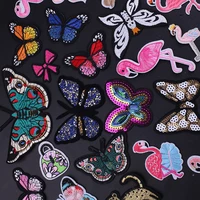 butterfly flamingo embroidered patches for clothing thermoadhesive badges patch thermal stickers for fabric clothes appliques
