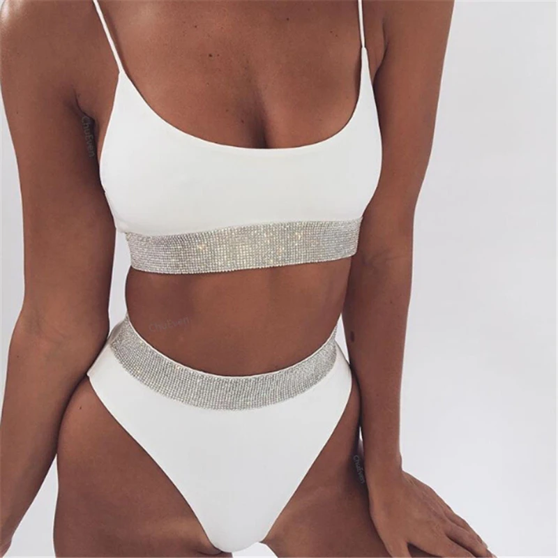 Купальник женский бикини Блестящий купальный костюм комплект с бюстгальтером