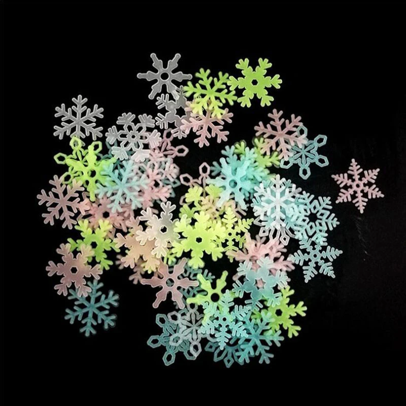 50 шт./лот Светящиеся Настенные наклейки в виде снежинки украшения для детской