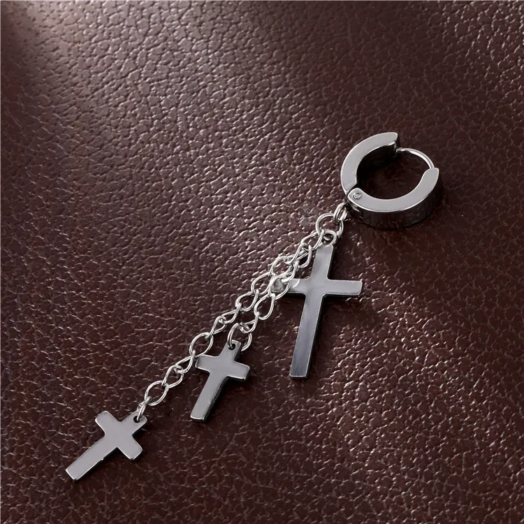

Punk Women Cross Exaggerated Earrings Classic Modern Metal Christian Chain Drop Dangle Earrings Vintage Statement Girls
