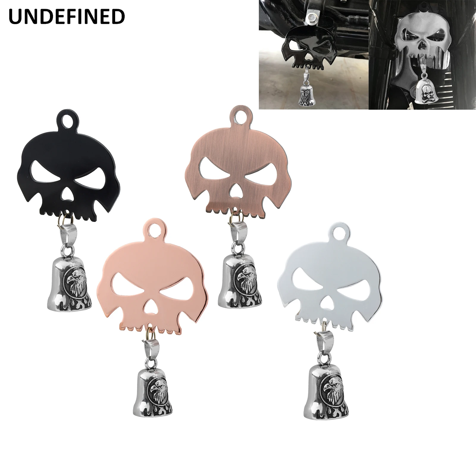 

Skull Motorcycle Bell Cool Biker Guard Engine Bell Hanger Mount for Harley Indian Scout Chief Bobber Dyna Softail Sportster