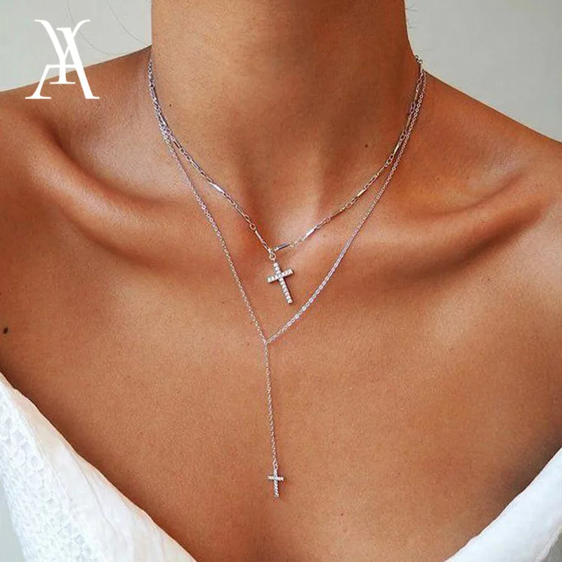 Винтажная двухслойная подвеска в виде религиозного Креста стиле бохо