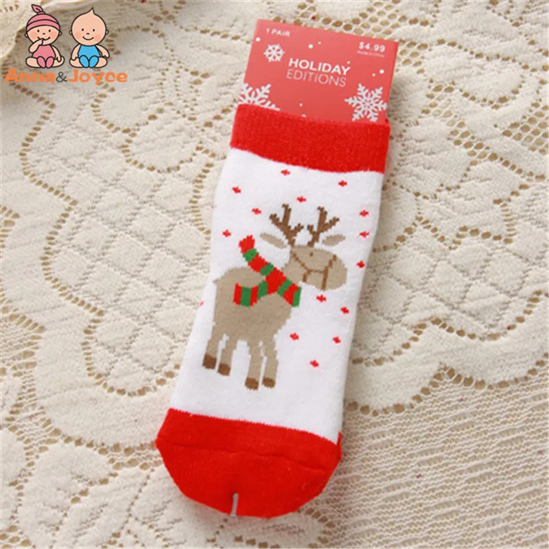 6 пар/лот крестины Рождественский подарок теплые Детские носки с принтом Санта