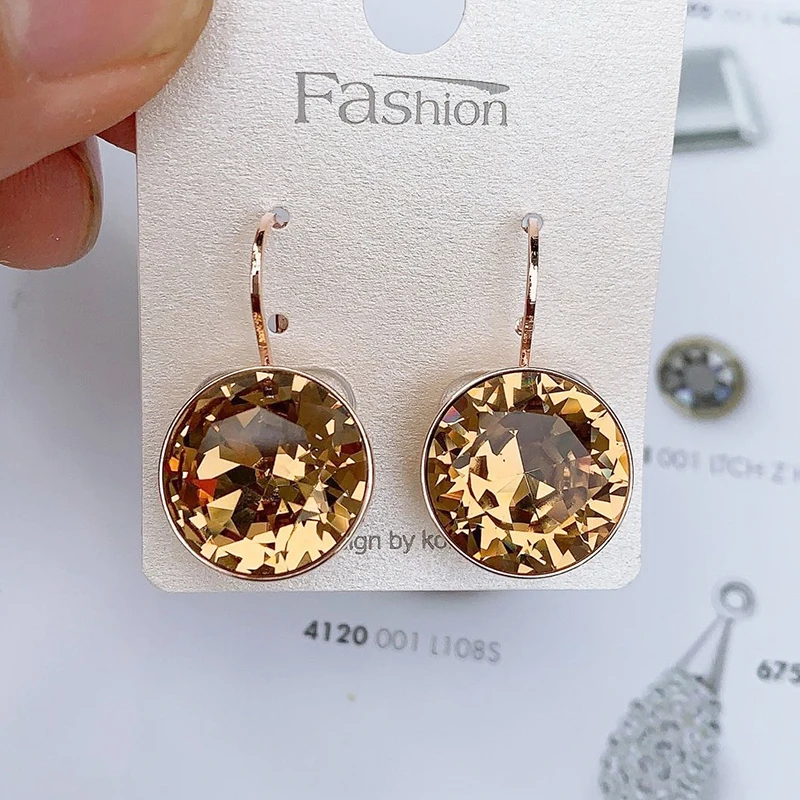 Женские круглые серьги гвоздики Bella из австрийского хрусталя роскошные