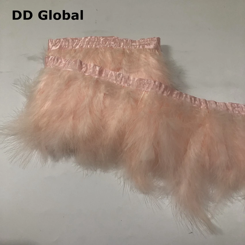 champagne pink 2 метра Глубокий серый перья марабу отделка бахрома DIY изделия перо для рукоделия Изготовление ювелирных изделий карнавальные украшения - Цвет: champagne pink