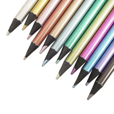

12pcs/Set Metallic Colored Pencils Non-Toxic Profissional Golden Color Pencil for School Sketch Painting Drawing Supplies Gifts