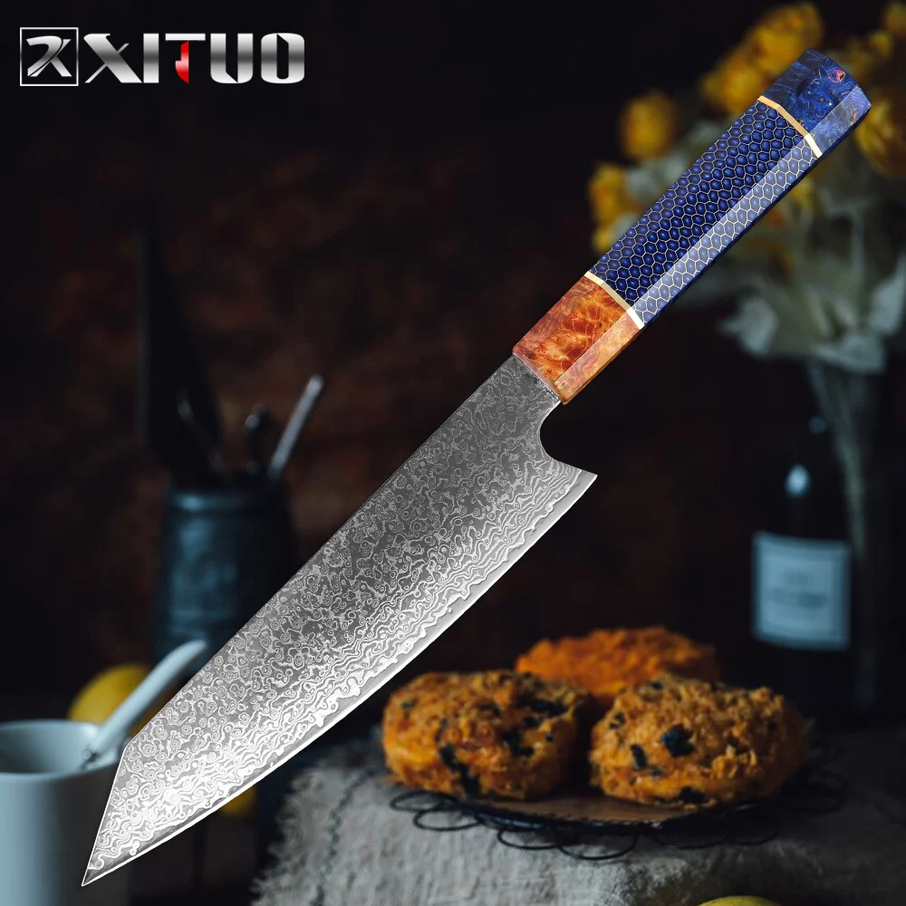 

XITUO 8 Inch Kitchen Chef Knife 67 Layers Professional Damascus Steel Kiritsuke Gyuto Meat Cleaver Sushi Knife Cooking Tool