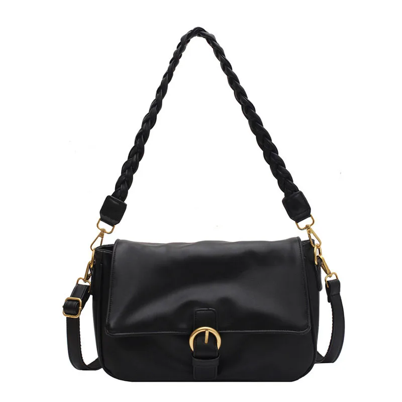 

Vintage Solid Color Chain Soft Leather Shoulder Handbags 2020 New Design Fashion Women Messenger Bags Female Flap Bag And Purse