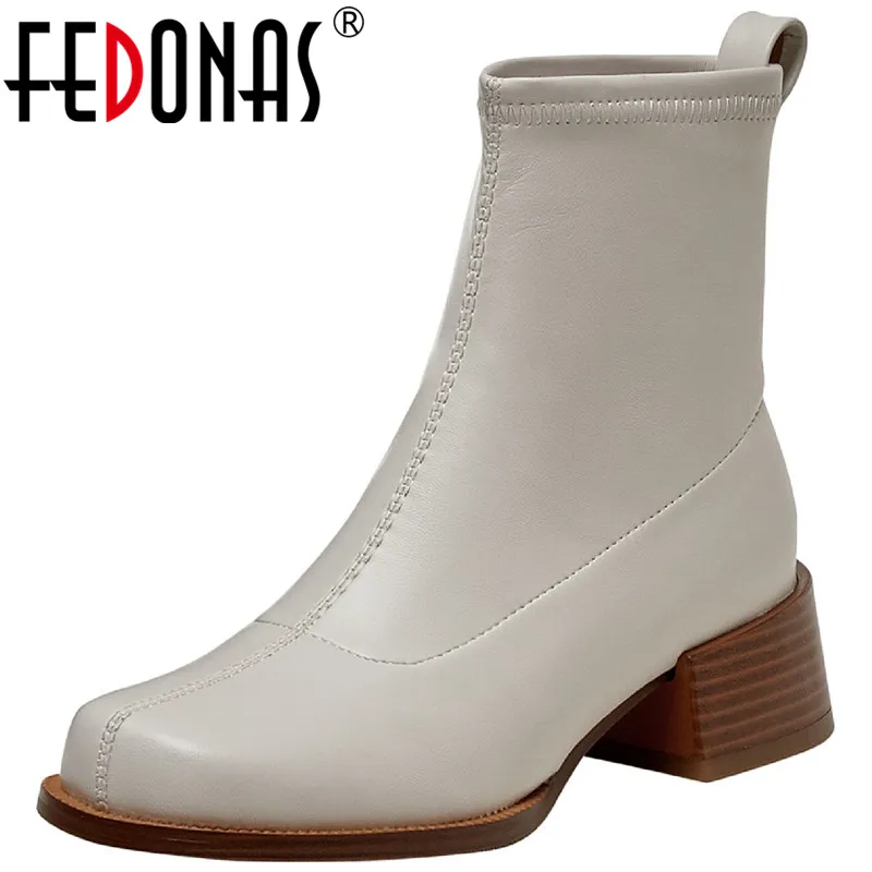 

Женские ботильоны на высоком каблуке FEDONAS, свадебные ботильоны с круглым носком на высоком каблуке, ботинки челси на каблуке, сезон осень-зи...