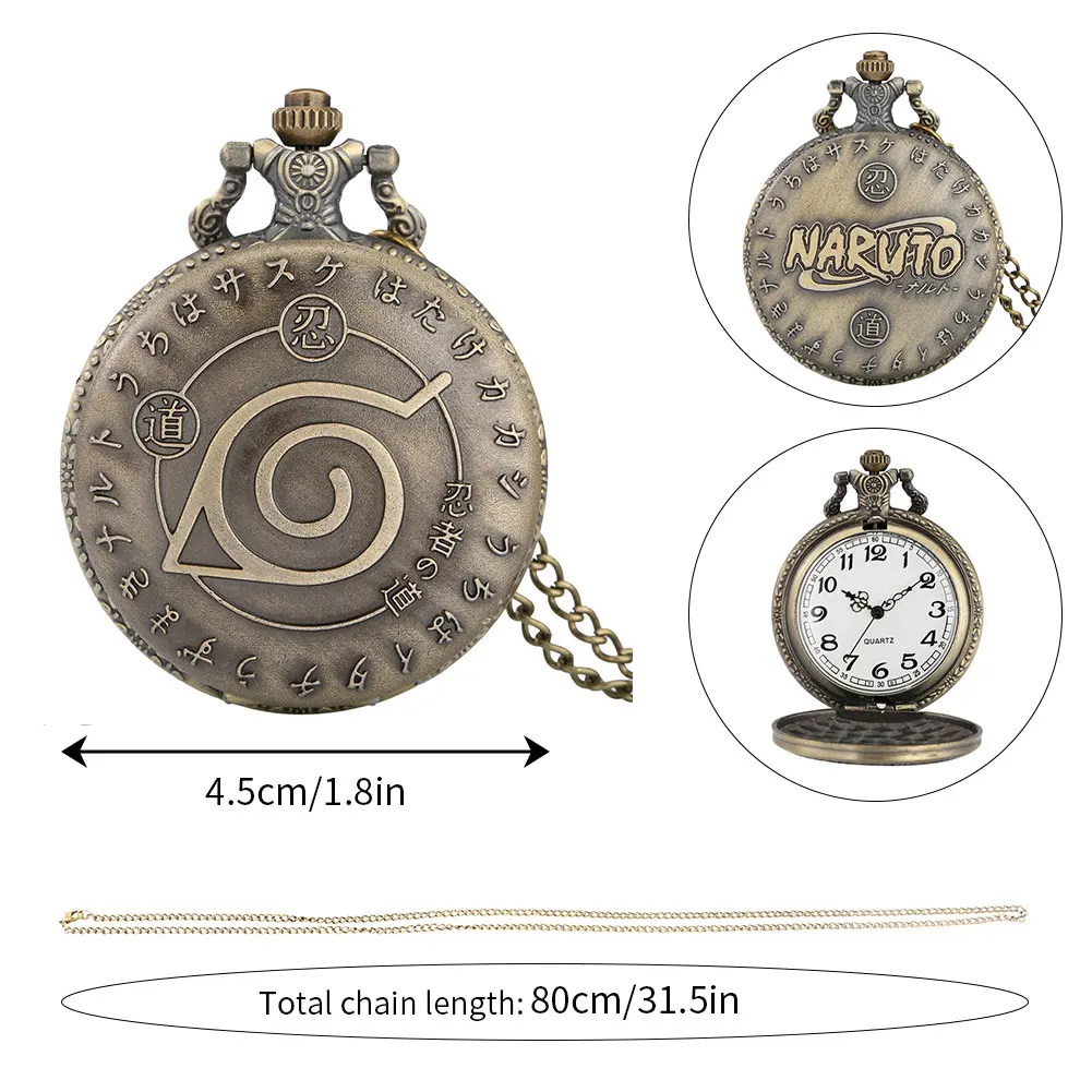 Classic Pocket Watch Cartoon Character Cover Carving Quartz Movement with Chain Two Pieces Set