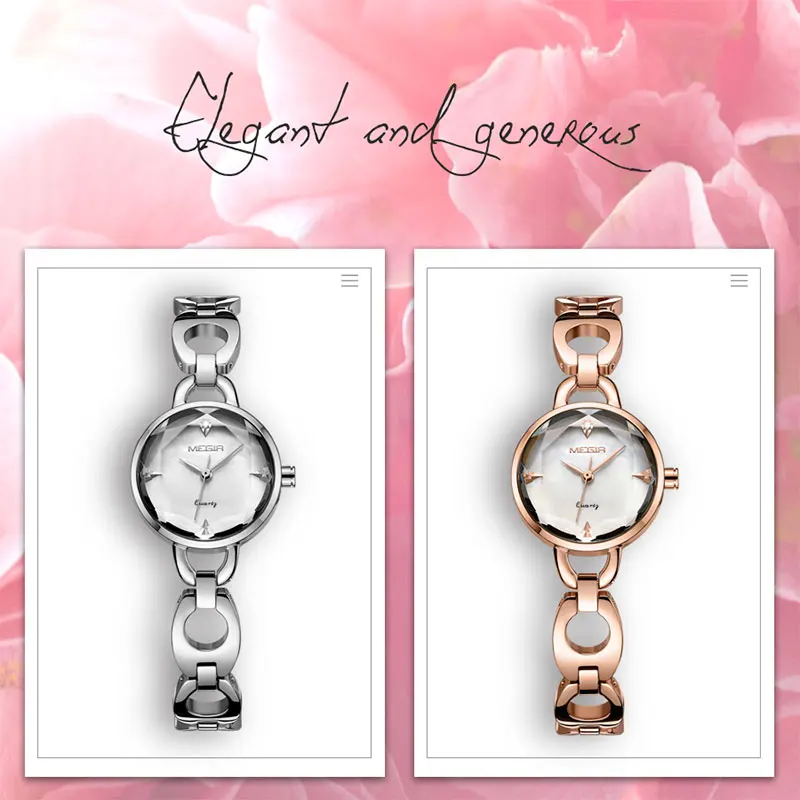MEGIR роскошные женские часы золотые кварцевые часы-браслет водонепроницаемые