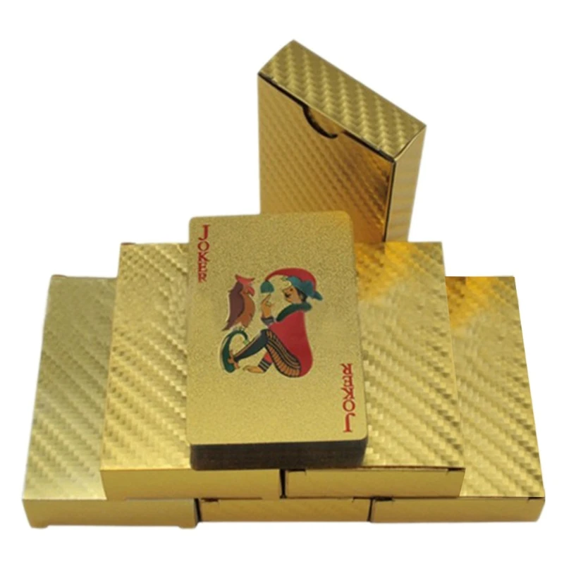 

Waterproof Gold Plated Playing Cards Plastic Poker Game Cards Classic Tyrant Gold Grid Playing Cards