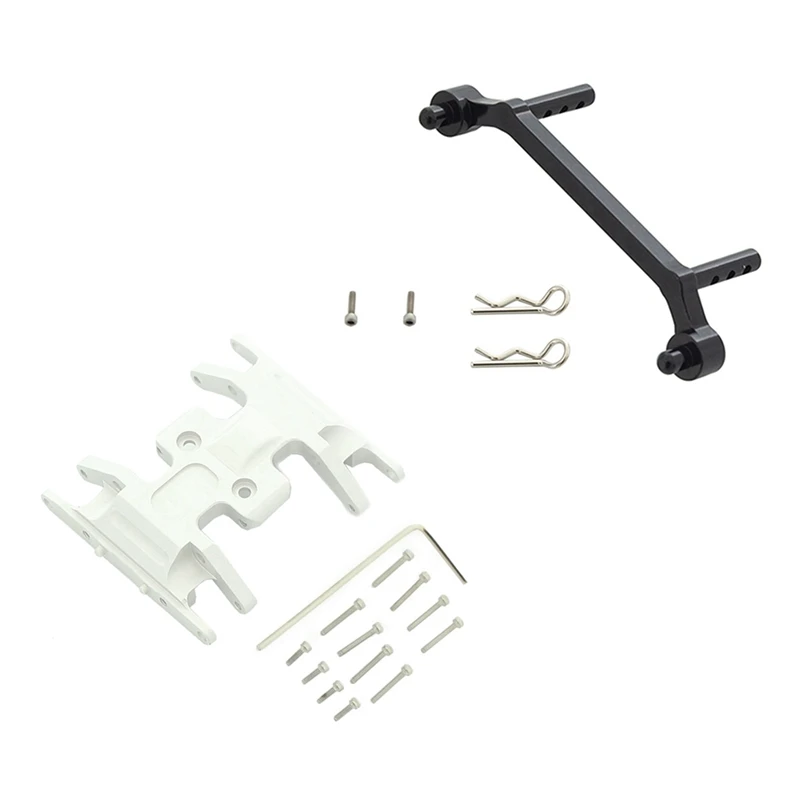 

2 Set RC Car Part: 1 Set Gearbox Mount Base Transmission Holder Skid Plate & 1 Set Car Front Body Shell Columns Holder