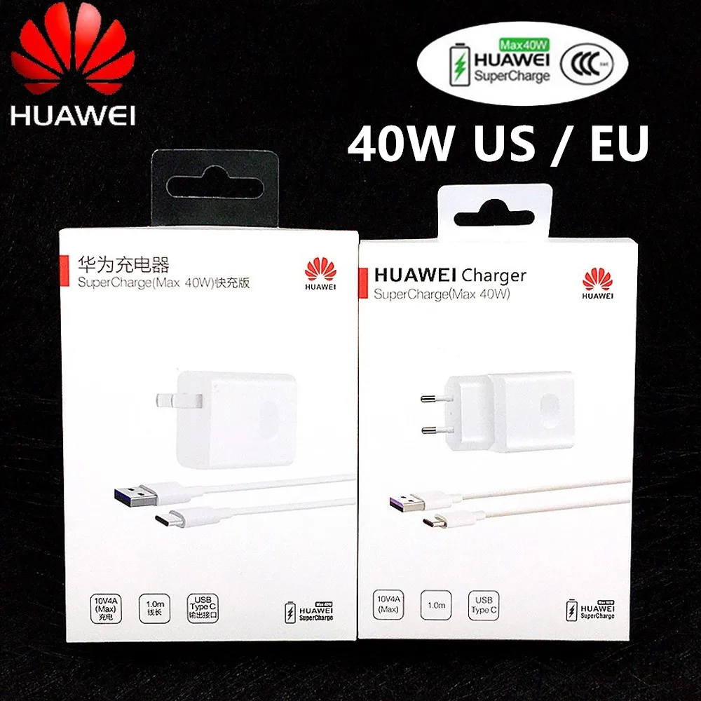 Оригинальный адаптер питания Huawei SuperCharger 40 Вт ЕС быстрая зарядка 5 A кабель usb Type c