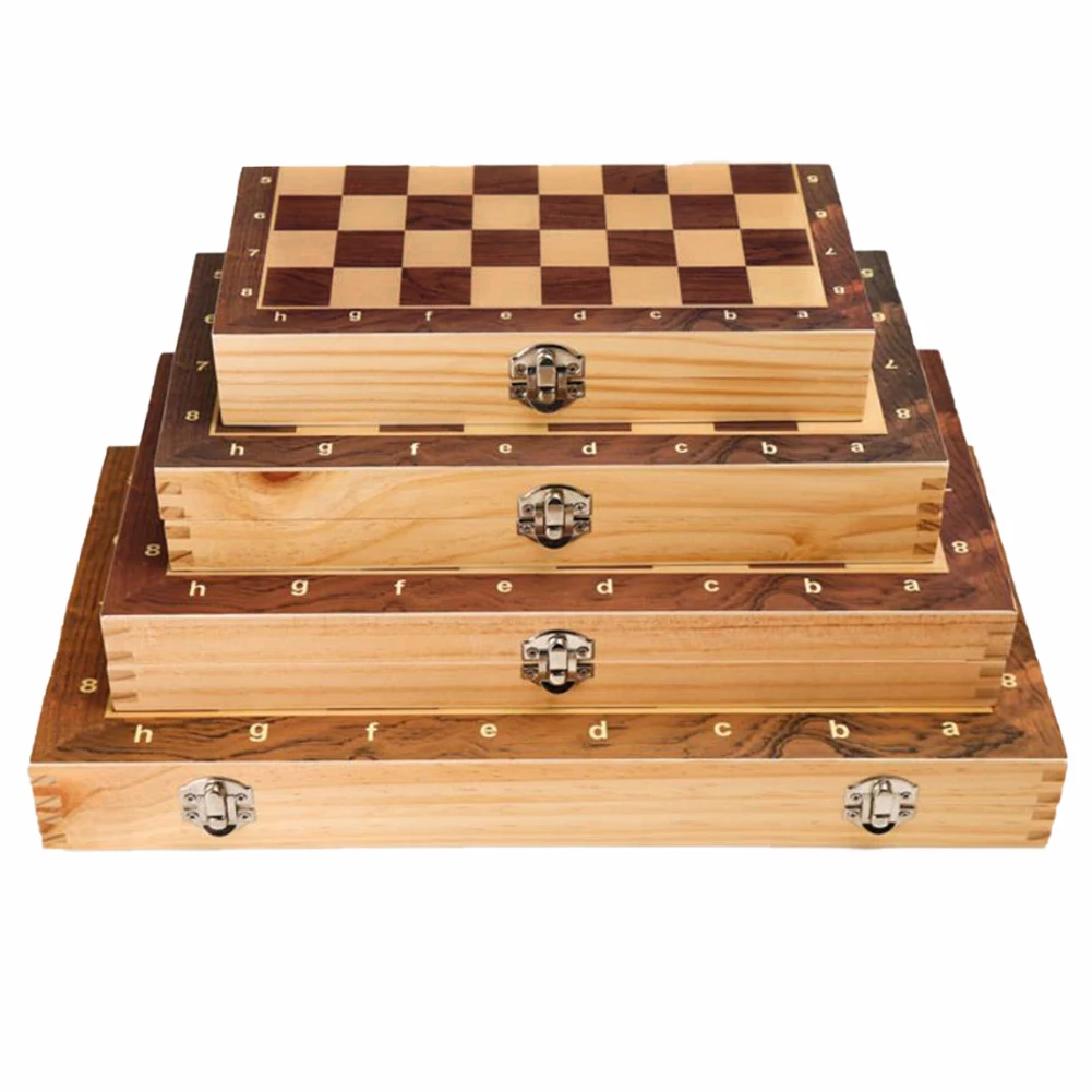 

3 In1 Magnetic Wooden Folding Chess Set With Felted Game Board Interior For Storage Adult Kids Beginner Large Chess Board