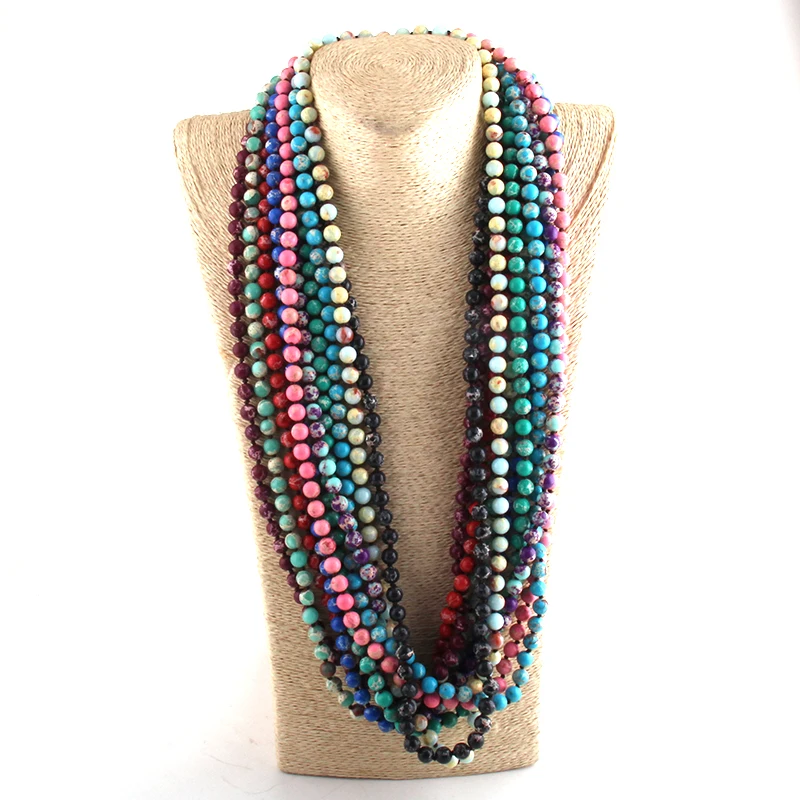 Женское Ожерелье с бусинами богемное этническое ювелирное изделие длина 8 мм |