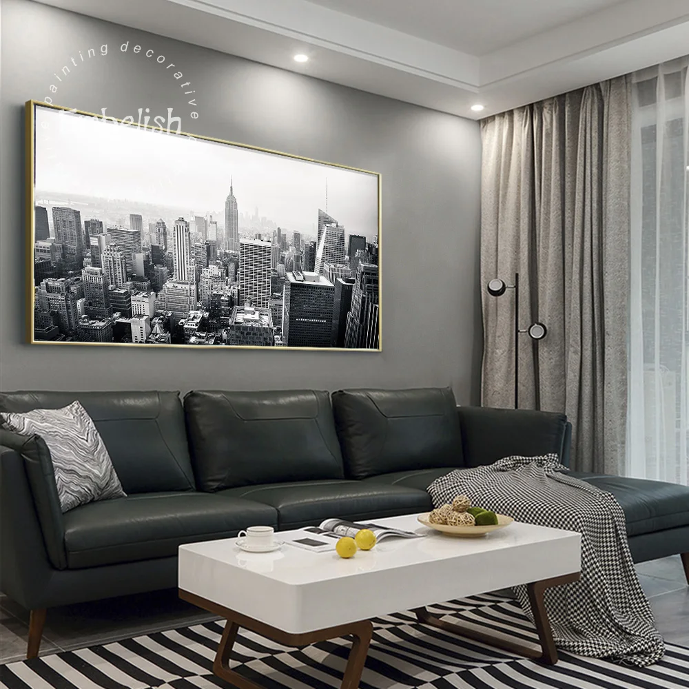 

1 Pieces Black And White New York CIty Landscape Wall Pictures For Living Room Modern Home Decor Posters HD Canvas Oil Paintings