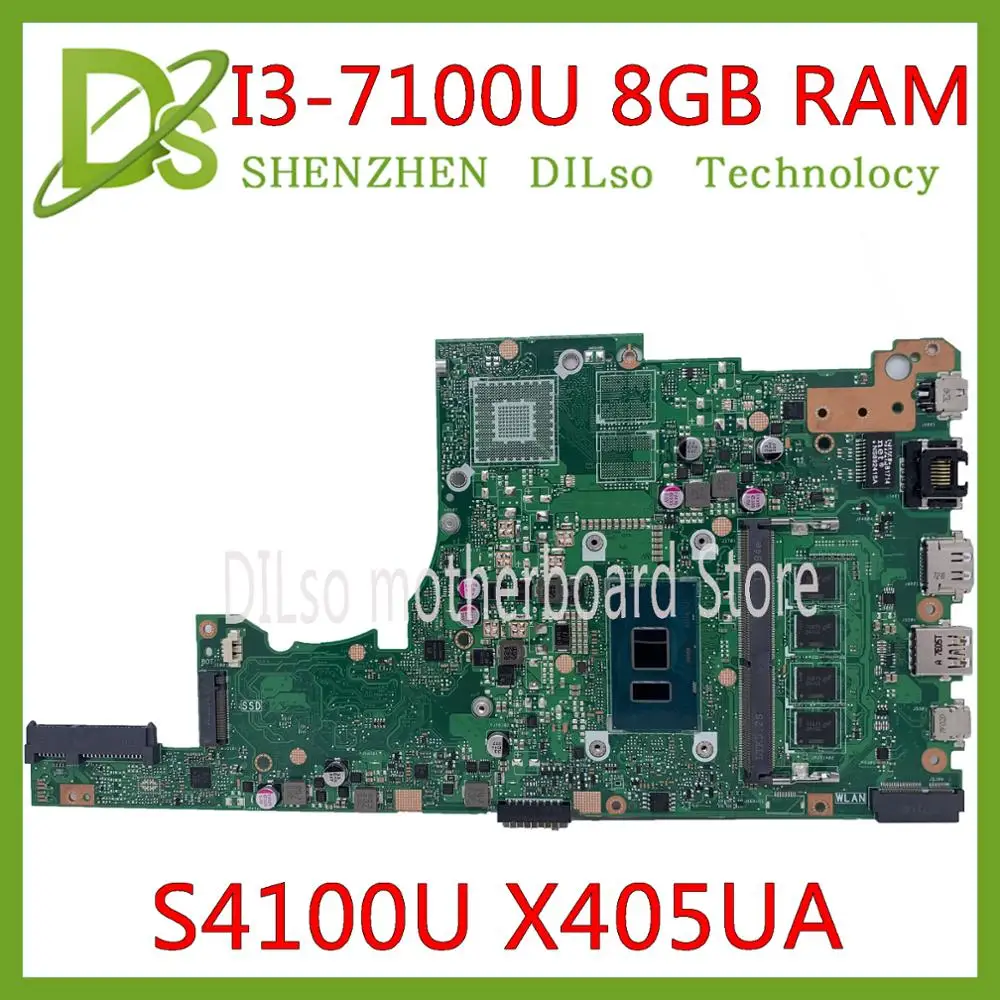 

KEFU X405UA For ASUS X405U X405UQ S4100U X405UN X405UR X405URR X405URP X405UF Laptop Motherboard work 100% I3-7100U 8GB RAM