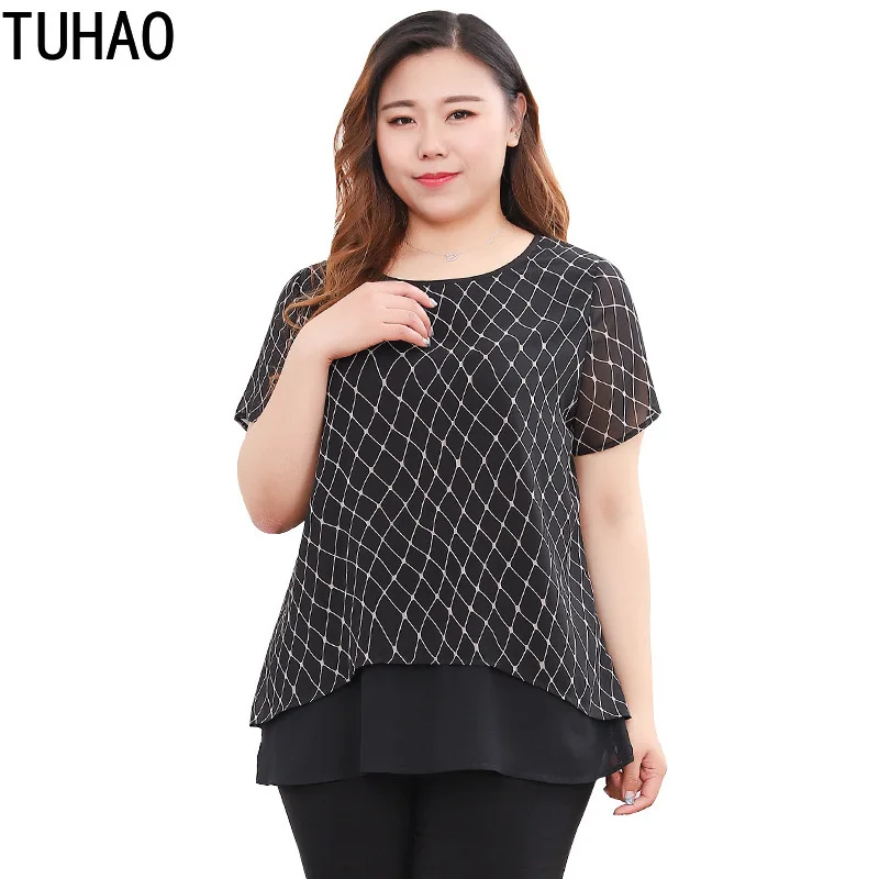 Блузка женская шифоновая с коротким рукавом размеры до 4XL | Женская одежда