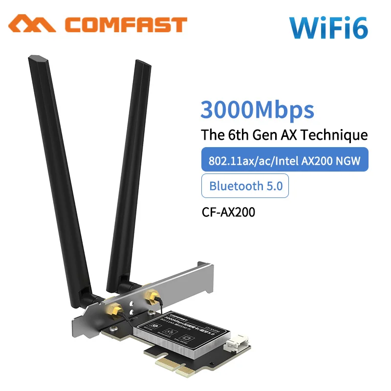 3000 Мбит/с двухдиапазонный Wi-Fi 6 Беспроводной Настольный PCIE-X1Intel AX200 карты 802.11AX 5 ГГц