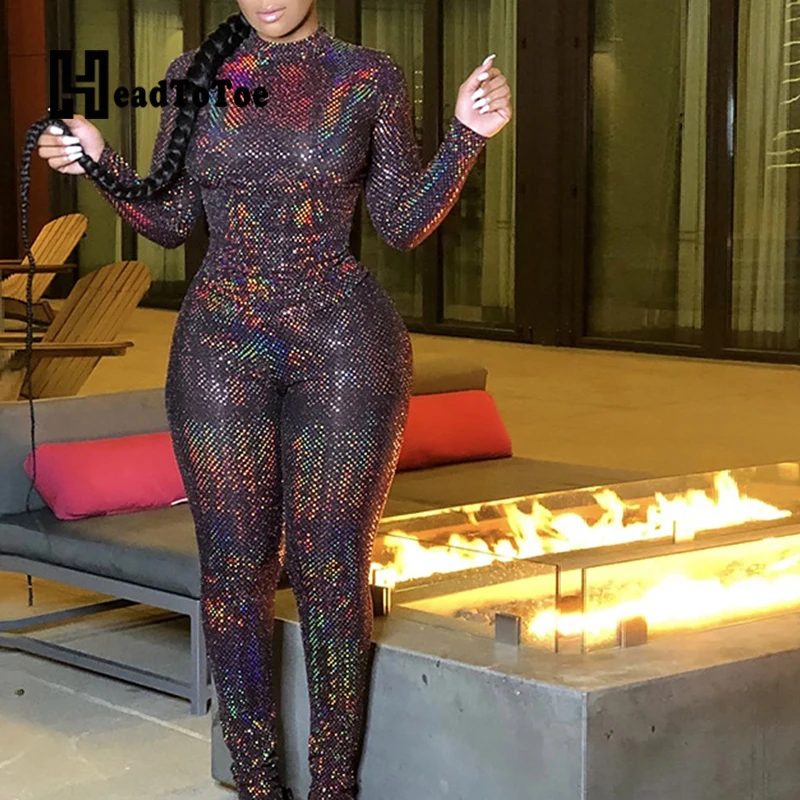 

Snake Pattern Print Sequins Sexy Fashion 2 Piece Set Women Full Sleeve Round Neck Slim Two Piece Outfits Woman