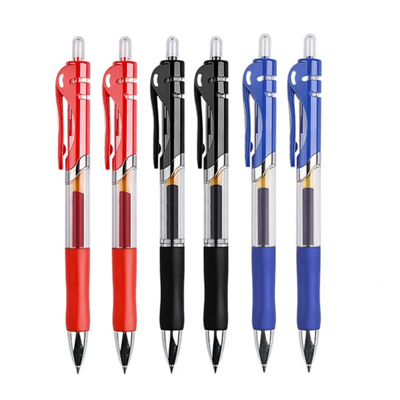 

New Retractable Gel Pens Set Black/red/blue Ink Colored Gel Pen 0.5mm Replaceable Refills Office&school Supplies Stationery