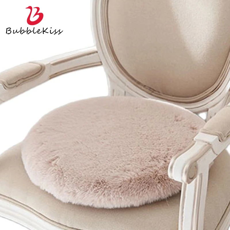 

Bubble Kiss Round Cushion Pillow Pouf Furry Rabbit Fur Plush Sofa Chair Seat Mat Thicken Comfort Slow Rebound Home Decor Cushion