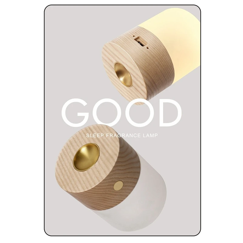 

Mini USB Essential Oil Diffuser, 2 in 1 Simple Wood Grain Aroma Diffuser LED Smart Home Charging Night Light