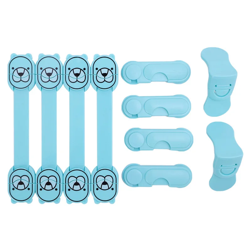 Juego de cerraduras de seguridad para beb&eacute;, cierre de inodoro de armario de mano antipellizco, protector multifuncional, caj&oacute;n de refrigerador para ni&ntilde;os, hebilla de pl&aacute;stico-3