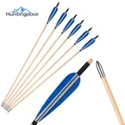 Деревянные стрелы для стрельбы из лука, 80 см, 8 мм, настоящие перья, деревянные стрелы ручной работы для рекурсивного лука, традиционный лук для охоты, 612 шт.