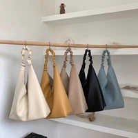 new fashion women bag sets korean ladies small shoulder bag soft pu leather plicated strap female triangle handbags whole sale