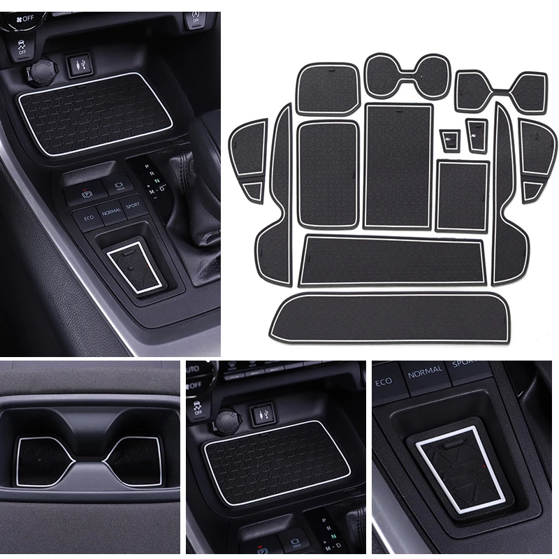

14pcs Anti-slip Car Door Rubber Cup Cushion Gate Slot Pad For Toyota RAV4 RAV 4 2019 2020 Accessories
