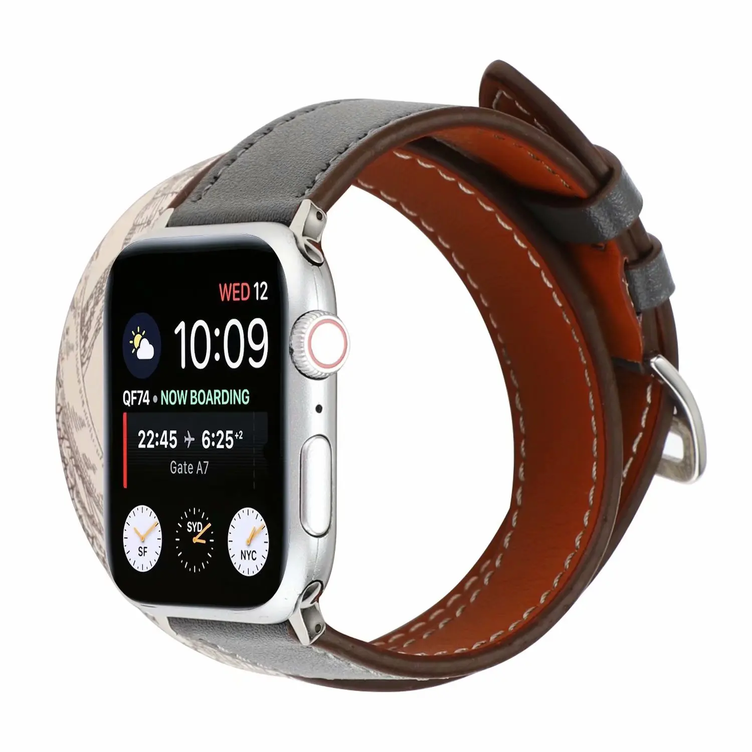 Ремешок mixcolor для iWatch серии 5 4 3 2 1 Двойная кожаная Петля для Apple Watch 42 мм 38 мм 40 мм 44 мм Мода