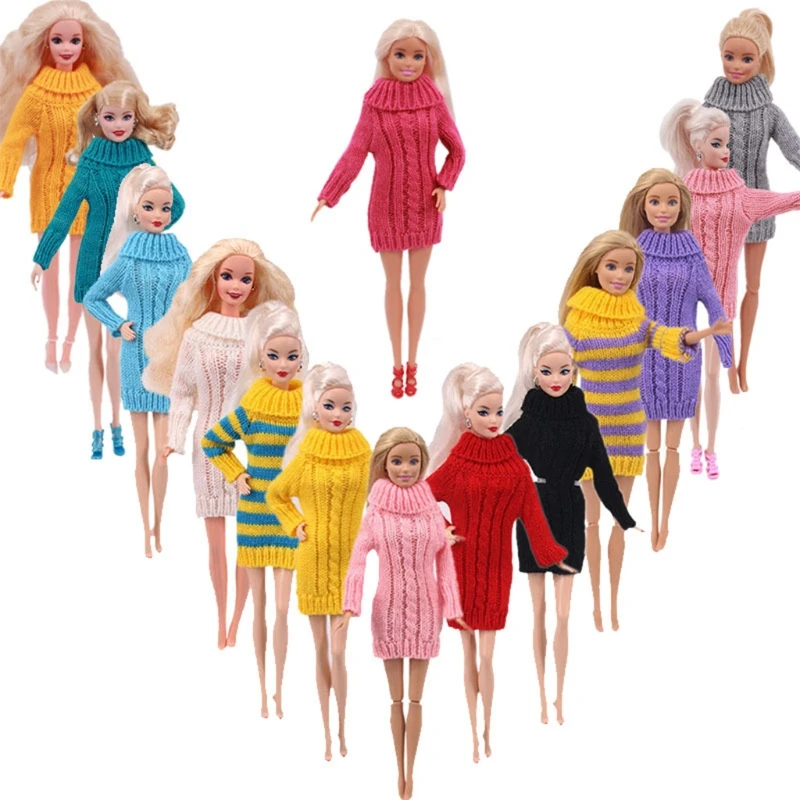 

T5EC Handmade Doll’s Knitted Sweater Beautiful Clothes for Girls Pretend Role Play Game Fashionable Sweater for 10-12in Doll