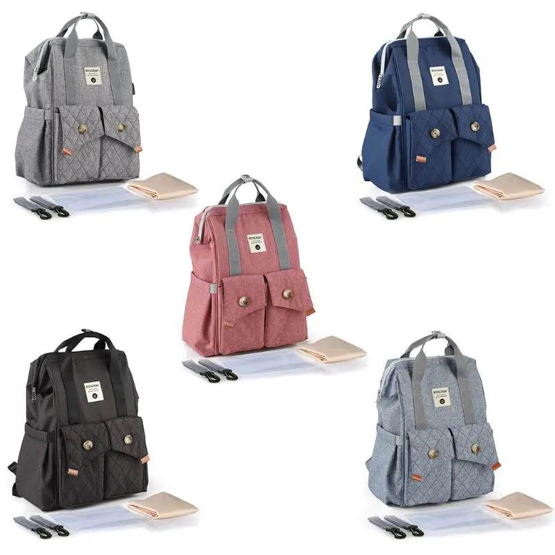 

Waterproof Mummy Bag with Stroller Strap Travel Large Capacity Nappy Diaper Bag